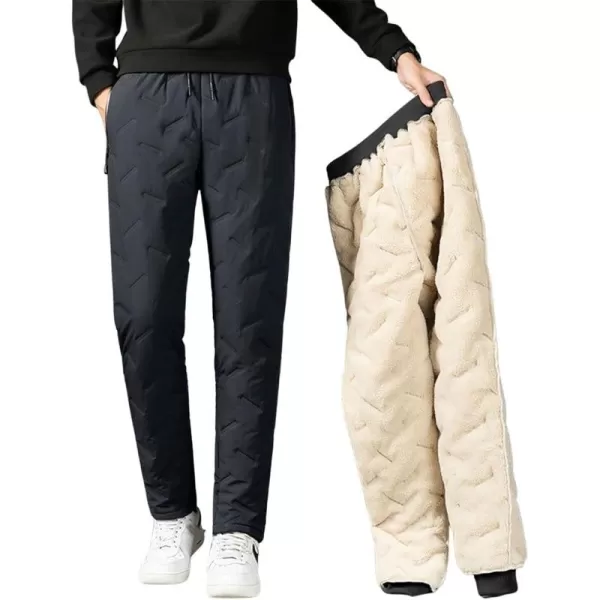 CHARTOU Men Thermal Sherpa Fleece Lined Pants Work Jogger Sweatpants Casual Warm Winter Solid Pants Outdoor