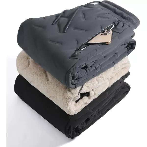 CHARTOU Men Thermal Sherpa Fleece Lined Pants Work Jogger Sweatpants Casual Warm Winter Solid Pants Outdoor