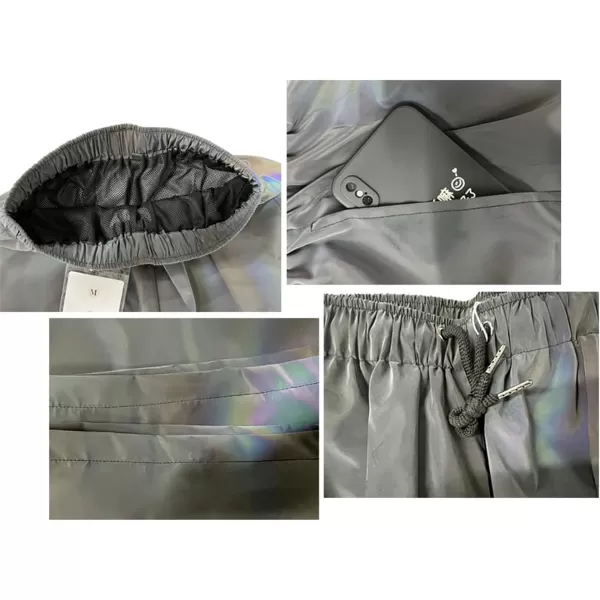 CHARTOU Men Trendy Rainbow Reflective Workout Running Shorts Lightweight Fluorescent Biker Shorts