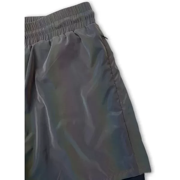 CHARTOU Men Trendy Rainbow Reflective Workout Running Shorts Lightweight Fluorescent Biker Shorts