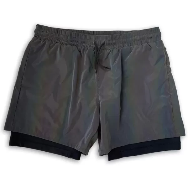 CHARTOU Men Trendy Rainbow Reflective Workout Running Shorts Lightweight Fluorescent Biker Shorts