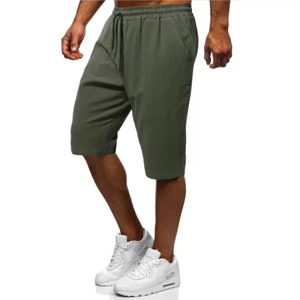 CHARTOU Men's Casual Basic Elastic Waist Drawstring Pocket Athletic Bermuda Shorts