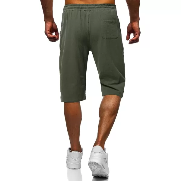 CHARTOU Men's Casual Basic Elastic Waist Drawstring Pocket Athletic Bermuda Shorts