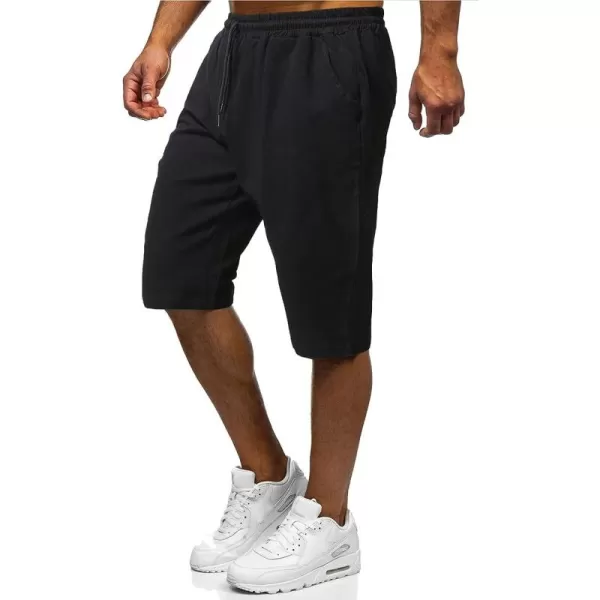 CHARTOU Men's Casual Basic Elastic Waist Drawstring Pocket Athletic Bermuda Shorts