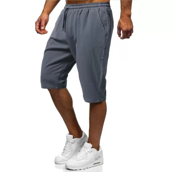 CHARTOU Men's Casual Basic Elastic Waist Drawstring Pocket Athletic Bermuda Shorts