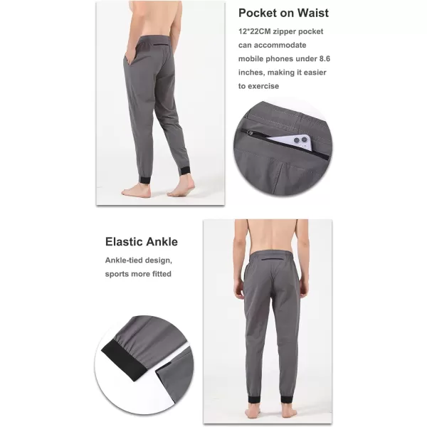 CHARTOU Men's Casual Stretchy Drawstring Waist Athletic Quick Dry Durable Fitness Jogger Pants