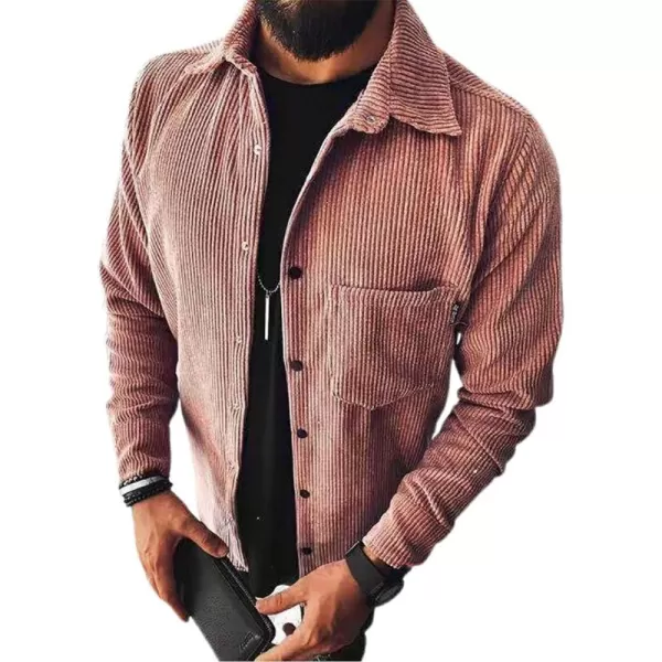 CHARTOU Men's Chic Spread Collar Wool Blend Button Up Plaid Midi Shacket Tops