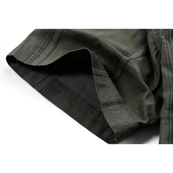 CHARTOU Mens Essential Button-Up Spread Collar Short-Sleeve Plaid Military Tactical Work Shirts