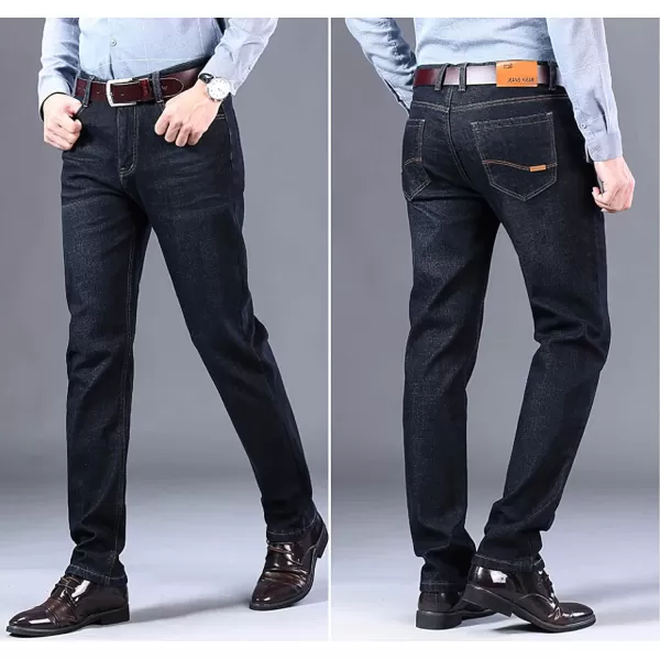 CHARTOU Men's Regular Fit Fleece Lined Straight Leg Denim Jeans Pants