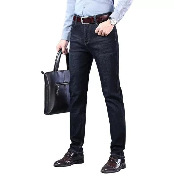 CHARTOU Men's Regular Fit Fleece Lined Straight Leg Denim Jeans Pants