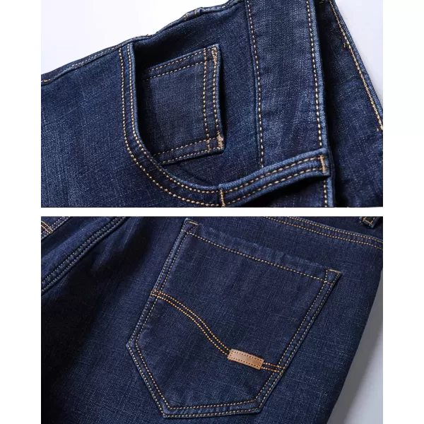 CHARTOU Men's Regular Fit Fleece Lined Straight Leg Denim Jeans Pants