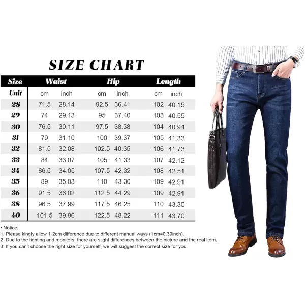 CHARTOU Men's Regular Fit Fleece Lined Straight Leg Denim Jeans Pants