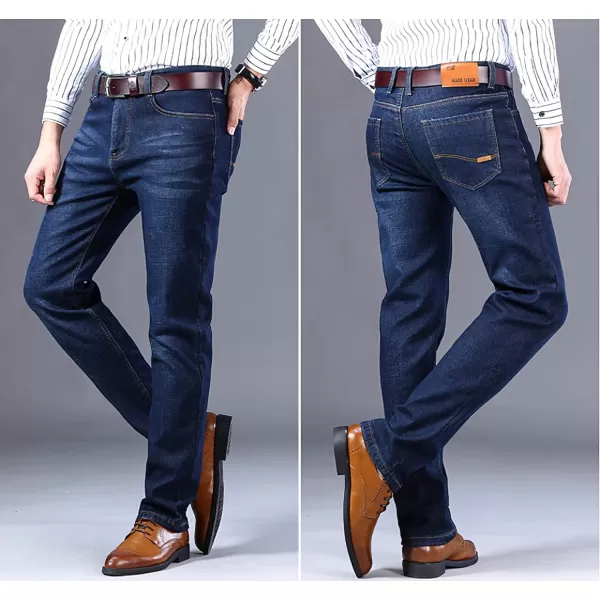 CHARTOU Men's Regular Fit Fleece Lined Straight Leg Denim Jeans Pants