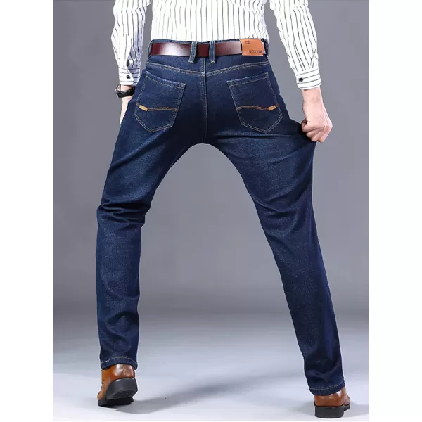 CHARTOU Men's Regular Fit Fleece Lined Straight Leg Denim Jeans Pants