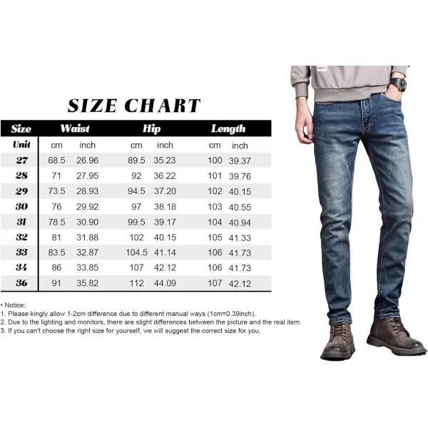 CHARTOU Men's Regular Fit Fleece Lined Tapered Leg Distressed Denim Jeans Pants