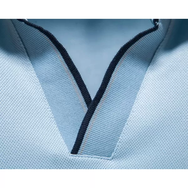 CHARTOU Men's Summer Basic Johnny Collar Short Sleeve Golf Striped Top Polo Shirt