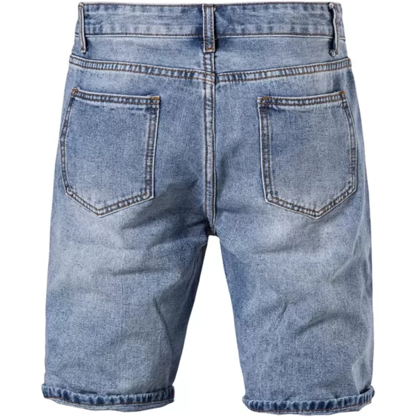 CHARTOU Men's Washed Mid Rise Distressed Broken Ripped Denim Jean Bermudas Shorts Pants