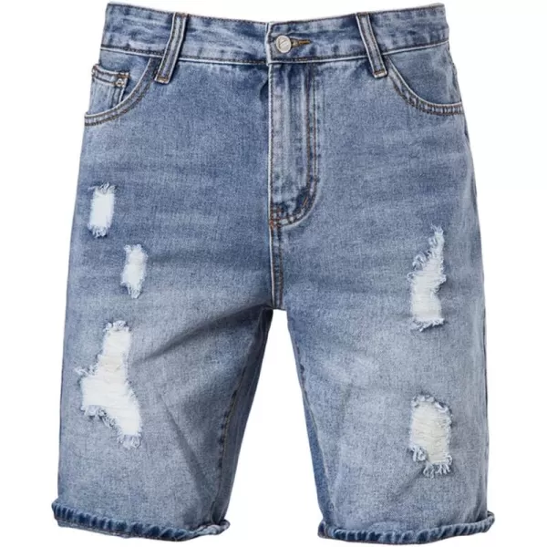 CHARTOU Men's Washed Mid Rise Distressed Broken Ripped Denim Jean Bermudas Shorts Pants