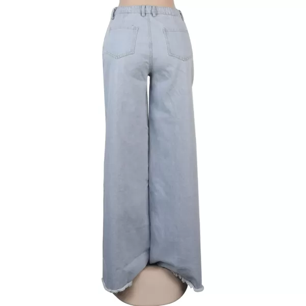 CHARTOU Women Baggy Ripped High Waist Wide Leg Jeans Distressed Denim Cargo Pants Bell Bottom Palazzo Jeans