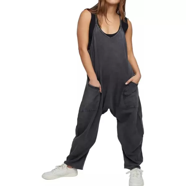 CHARTOU Women Baggy Sleeveless Slip Jumpsuit Loose Long Romper Harem Pants Overalls Dungaree Outfit Pocket