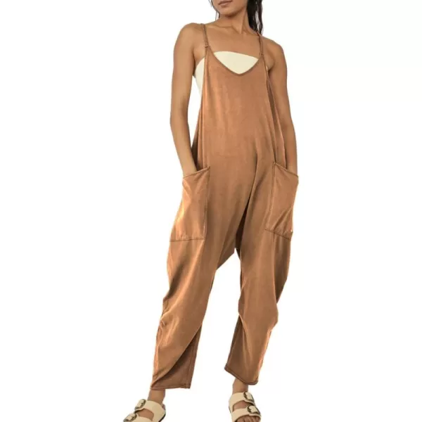 CHARTOU Women Baggy Sleeveless Slip Jumpsuit Loose Long Romper Harem Pants Overalls Dungaree Outfit Pocket