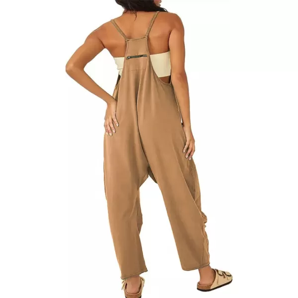 CHARTOU Women Baggy Sleeveless Slip Jumpsuit Loose Long Romper Harem Pants Overalls Dungaree Outfit Pocket