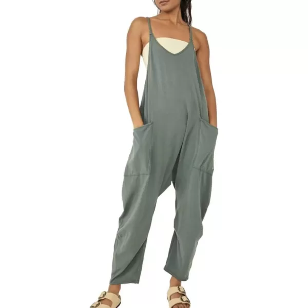 CHARTOU Women Baggy Sleeveless Slip Jumpsuit Loose Long Romper Harem Pants Overalls Dungaree Outfit Pocket
