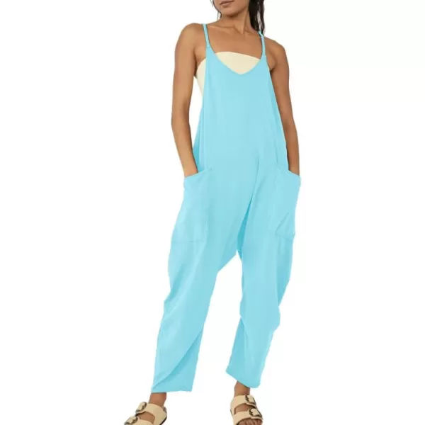 CHARTOU Women Baggy Sleeveless Slip Jumpsuit Loose Long Romper Harem Pants Overalls Dungaree Outfit Pocket