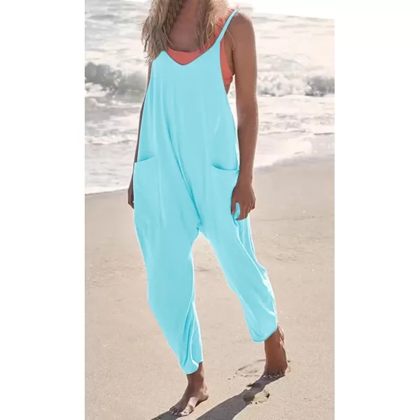 CHARTOU Women Baggy Sleeveless Slip Jumpsuit Loose Long Romper Harem Pants Overalls Dungaree Outfit Pocket