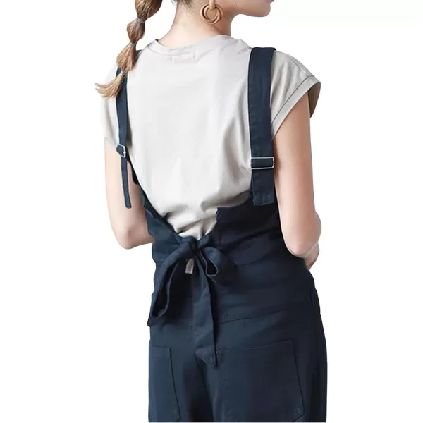 CHARTOU Women Casual Wide Leg Denim Jean Jumpsuit Button Overalls Long Romper Dungarees Tie Knot Outfit