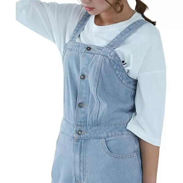 CHARTOU Women Casual Wide Leg Denim Jean Jumpsuit Button Overalls Long Romper Dungarees Tie Knot Outfit