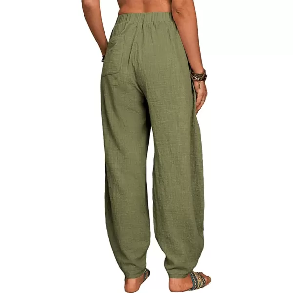 CHARTOU Women Cotton Linen Beach Pants Baggy Harem Pants Trouser Tapered Leg Joggers Slacks Lightweight