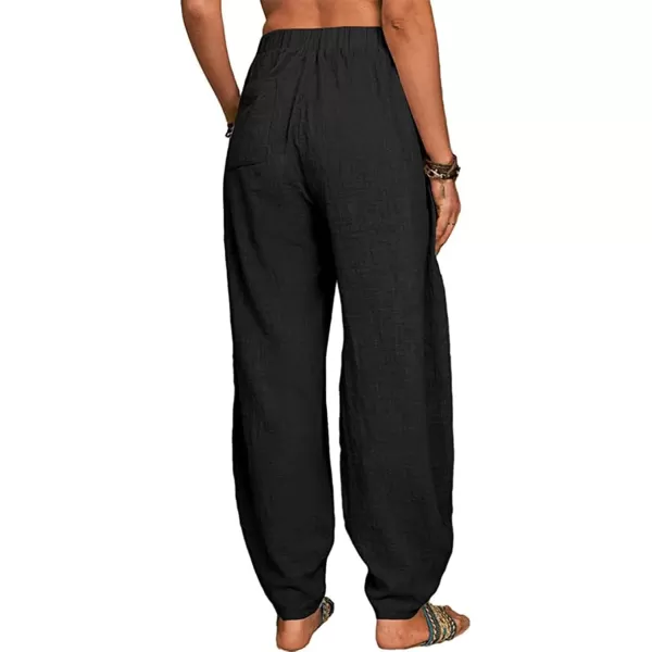 CHARTOU Women Cotton Linen Beach Pants Baggy Harem Pants Trouser Tapered Leg Joggers Slacks Lightweight