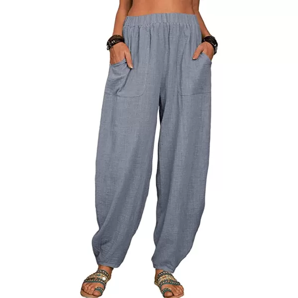 CHARTOU Women Cotton Linen Beach Pants Baggy Harem Pants Trouser Tapered Leg Joggers Slacks Lightweight