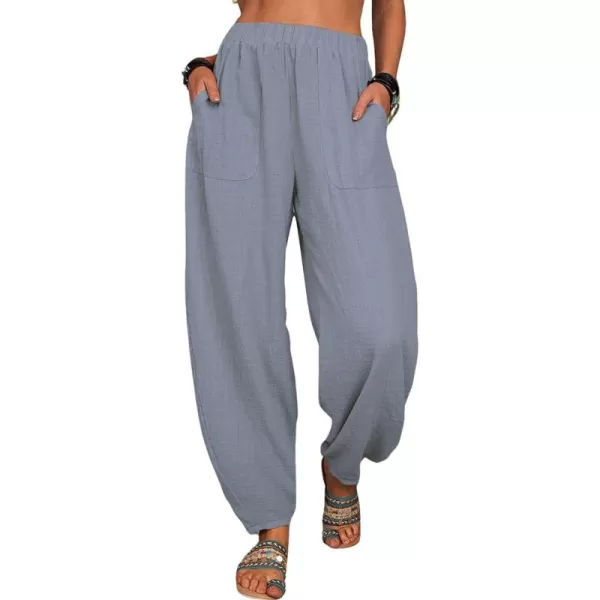 CHARTOU Women Cotton Linen Beach Pants Baggy Harem Pants Trouser Tapered Leg Joggers Slacks Lightweight
