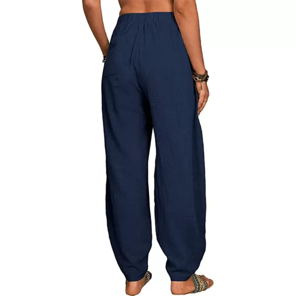 CHARTOU Women Cotton Linen Beach Pants Baggy Harem Pants Trouser Tapered Leg Joggers Slacks Lightweight