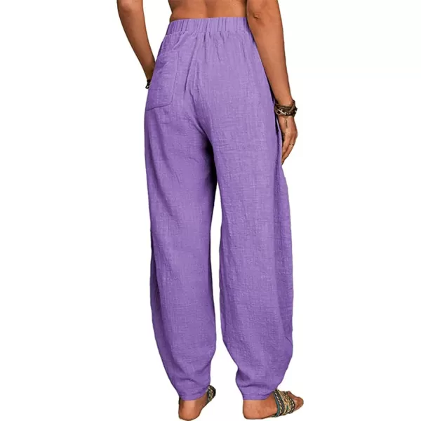 CHARTOU Women Cotton Linen Beach Pants Baggy Harem Pants Trouser Tapered Leg Joggers Slacks Lightweight