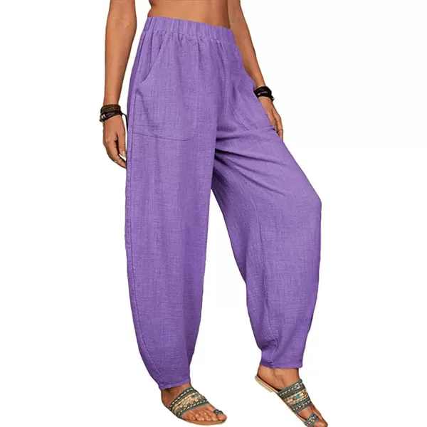 CHARTOU Women Cotton Linen Beach Pants Baggy Harem Pants Trouser Tapered Leg Joggers Slacks Lightweight