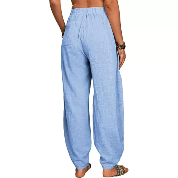 CHARTOU Women Cotton Linen Beach Pants Baggy Harem Pants Trouser Tapered Leg Joggers Slacks Lightweight