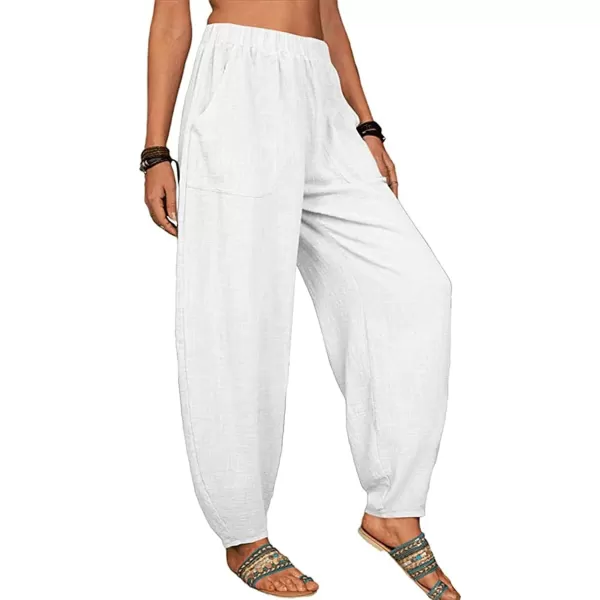 CHARTOU Women Cotton Linen Beach Pants Baggy Harem Pants Trouser Tapered Leg Joggers Slacks Lightweight