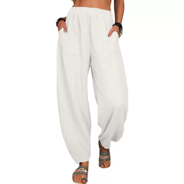 CHARTOU Women Cotton Linen Beach Pants Baggy Harem Pants Trouser Tapered Leg Joggers Slacks Lightweight