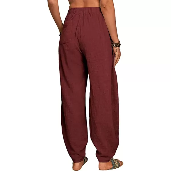 CHARTOU Women Cotton Linen Beach Pants Baggy Harem Pants Trouser Tapered Leg Joggers Slacks Lightweight