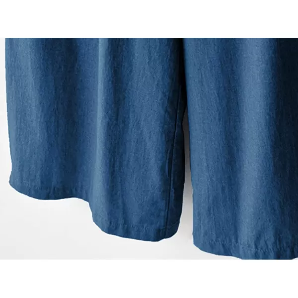 CHARTOU Women Elastic Waist Wide Leg Capris Cropped Denim Pants Jeans Palazzo Culottes with Pocket