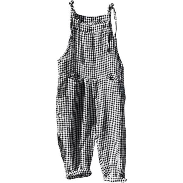 CHARTOU Women Oversized Summer Casual Stripes Cargo Jumpsuit Wide Leg Bib Overall Pants Plaid Dungarees