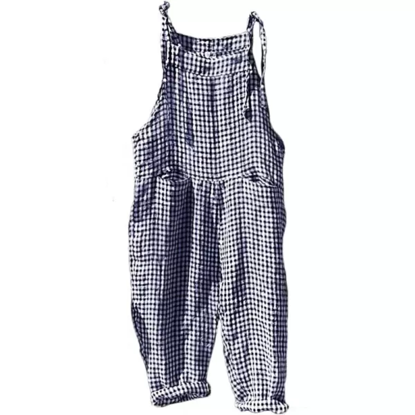 CHARTOU Women Oversized Summer Casual Stripes Cargo Jumpsuit Wide Leg Bib Overall Pants Plaid Dungarees