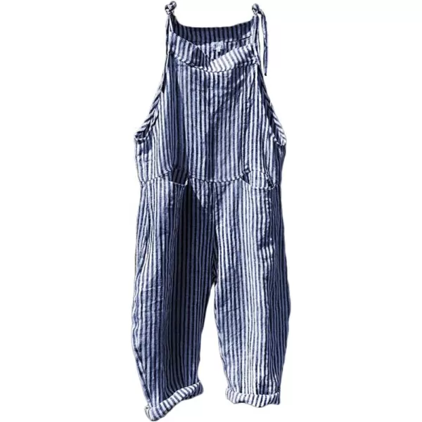 CHARTOU Women Oversized Summer Casual Stripes Cargo Jumpsuit Wide Leg Bib Overall Pants Plaid Dungarees