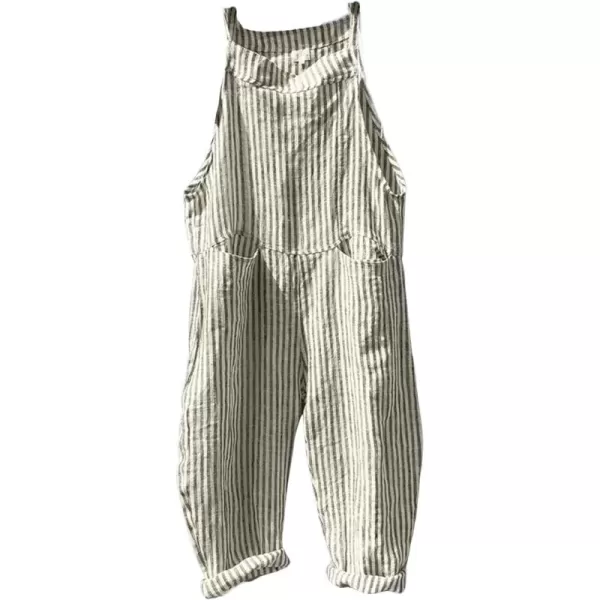 CHARTOU Women Oversized Summer Casual Stripes Cargo Jumpsuit Wide Leg Bib Overall Pants Plaid Dungarees