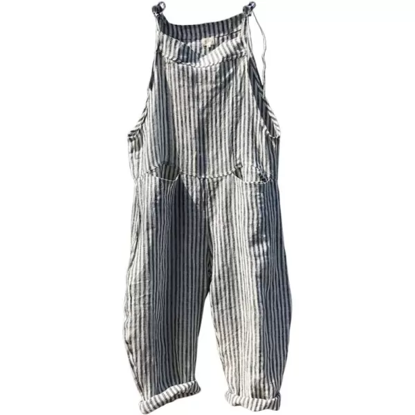 CHARTOU Women Oversized Summer Casual Stripes Cargo Jumpsuit Wide Leg Bib Overall Pants Plaid Dungarees
