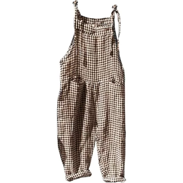 CHARTOU Women Oversized Summer Casual Stripes Cargo Jumpsuit Wide Leg Bib Overall Pants Plaid Dungarees