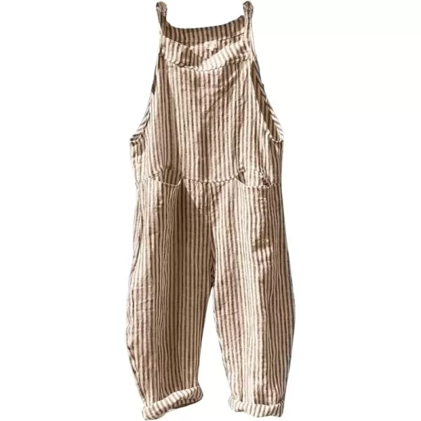CHARTOU Women Oversized Summer Casual Stripes Cargo Jumpsuit Wide Leg Bib Overall Pants Plaid Dungarees